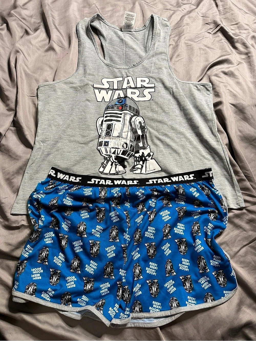 Star Wars R2-D2 XXL Pajama Set Blue & Gray Like New
